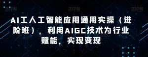 AI工人工智能应用通用实操(进阶班),利用AIGC技术为行业赋能,实现变现-资源云