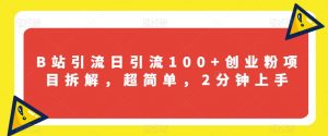 B站引流日引流100+创业粉项目拆解,超简单,2分钟上手【揭秘】-资源云