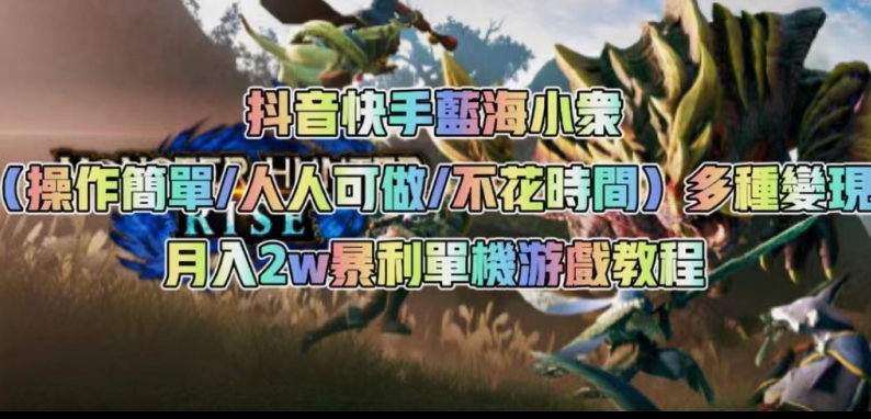 抖音快手蓝海小众（操作简单人人可做不花时间）多种变现月入2w＋暴利单机游戏教程-资源云
