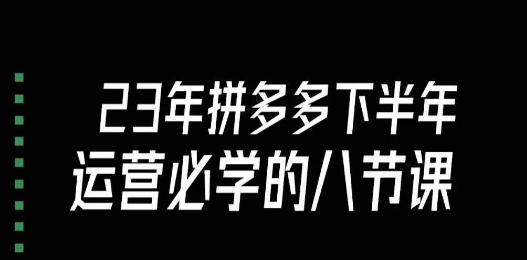 大牙·23年下半年拼多多运营必学的八节课（18节完整）-资源云