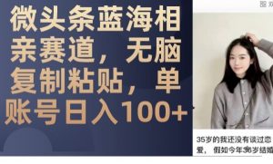 微头条蓝海相亲赛道,无脑复制粘贴,单账号日入100+-资源云