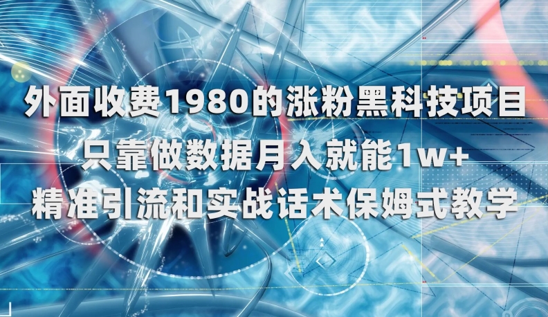 外面收费1980的涨粉黑科技项目，只靠做数据月入就能1w+【揭秘】-资源云