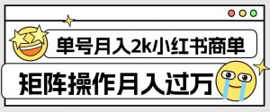 外面收费1980的小红书商单保姆级教程，单号月入2k，矩阵操作轻松月入过万-资源云