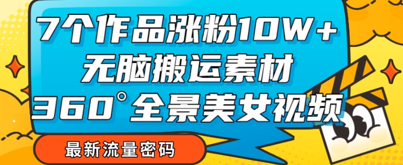 7个作品涨粉10W+，无脑搬运素材，全景美女视频爆款玩法分享【揭秘】-资源云