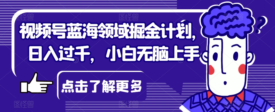视频号蓝海领域掘金计划，日入过千，小白无脑上手【揭秘】-资源云