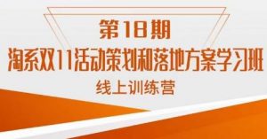 南掌柜·淘系双11活动策划和落地方案线上课18期-资源云