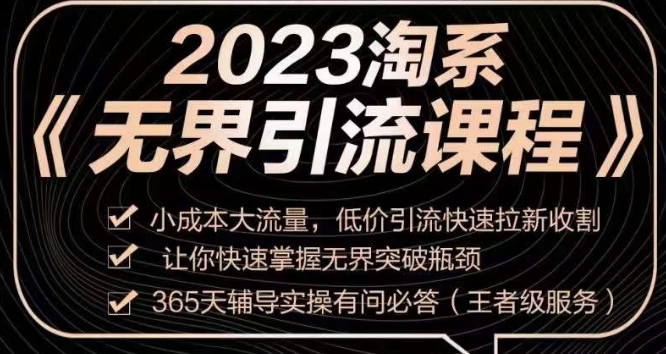 2023淘系无界引流实操课程，​小成本大流量，低价引流快速拉新收割，让你快速掌握无界突破瓶颈-资源云