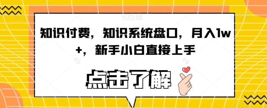 知识付费，知识系统盘口，月入1w+，新手小白直接上手-资源云