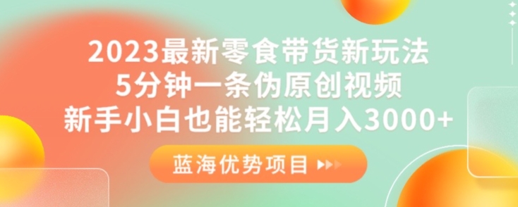 2023最新零食带货新玩法，5分钟一条伪原创视频，新手小白也能轻松月入3000+【揭秘】-资源云