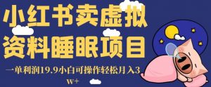 小红书卖虚拟资料睡眠项目,一单利润19.9小白可操作轻松月入3w+【揭秘】-资源云