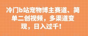 冷门b站宠物博主赛道,简单二创视频,多渠道变现,日入过千!【揭秘】-资源云
