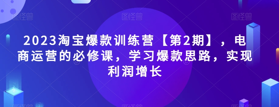 2023淘宝爆款训练营【第2期】，电商运营的必修课，学习爆款思路，实现利润增长-资源云
