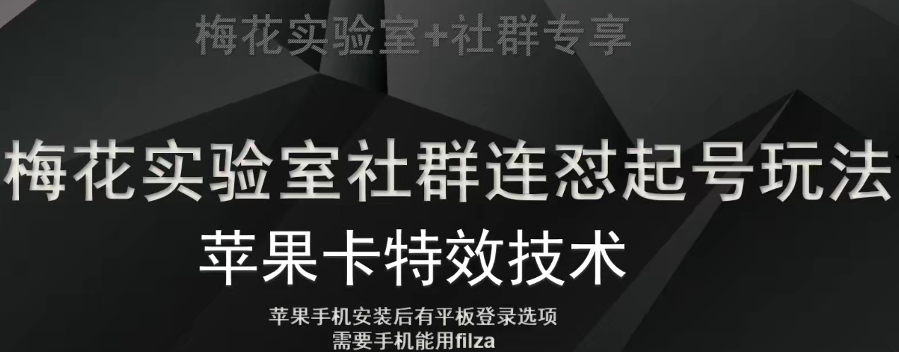 梅花实验室社群视频号连怼起号玩法，最新苹果卡特效技术-资源云