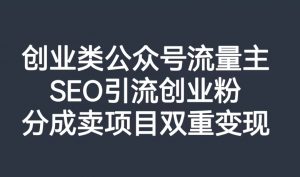 创业类公众号流量主,SEO引流创业粉,分成卖项目双重变现【揭秘】-资源云