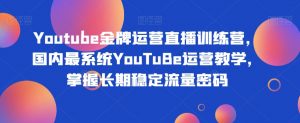 Youtube金牌运营直播训练营,国内最系统YouTuBe运营教学,掌握长期稳定流量密码-资源云