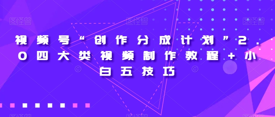 视频号“创作分成计划”2.0四大类视频制作教程+小白五技巧【揭秘】-资源云