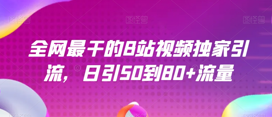 全网最干的B站视频独家引流，日引50到80+流量【揭秘】-资源云