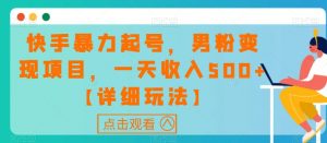 快手暴力起号,男粉变现项目,一天收入500+【详细玩法】【揭秘】-资源云