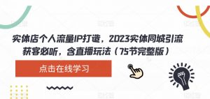 实体店个人流量IP打造,2023实体同城引流获客必听,含直播玩法(75节完整版)-资源云