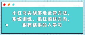 小红书实战落地运营方法，系统训练，抓住搞钱方向，跟有结果的人学习-资源云