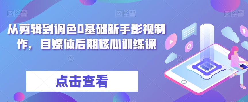 从剪辑到调色0基础新手影视制作，自媒体后期核心训练课-资源云