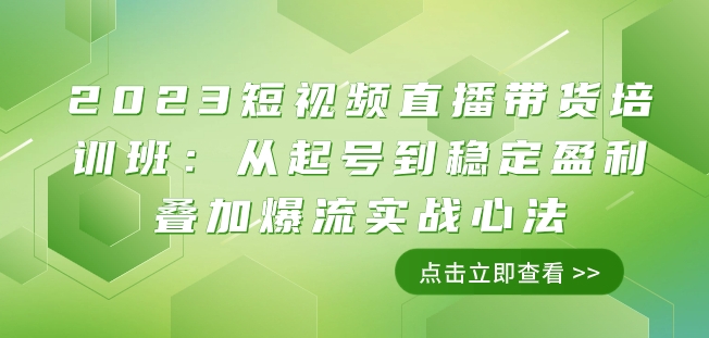 2023短视频直播带货培训班：从起号到稳定盈利叠加爆流实战心法（11节课）-资源云