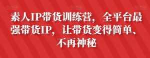 素人IP带货训练营,全平台最强带货IP,让带货变得简单、不再神秘-资源云