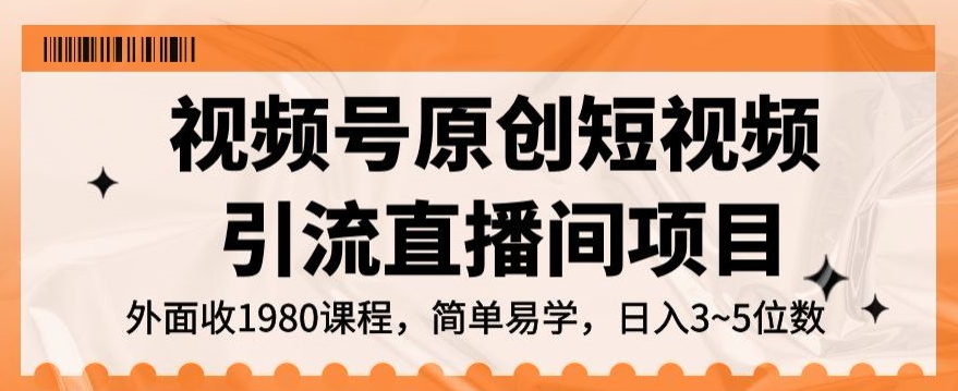 视频号原创短视频引流直播间项目，日入3~5五位数【揭秘】-资源云