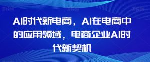 Al时代新电商,Al在电商中的应用领域,电商企业AI时代新契机-资源云