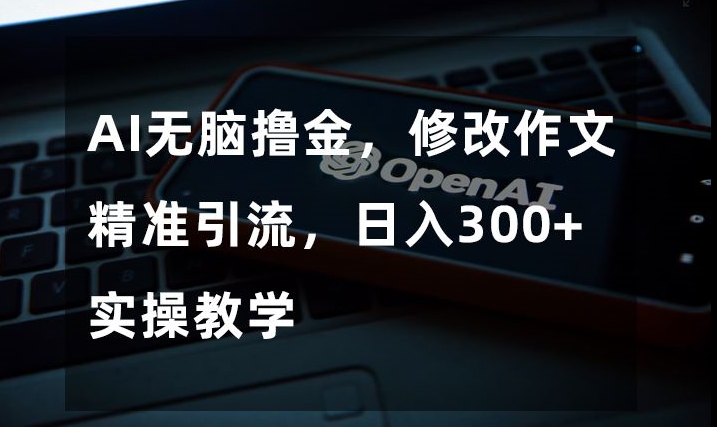 AI无脑撸金，修改作文精准引流，日入300+，实操教学【揭秘】-资源云