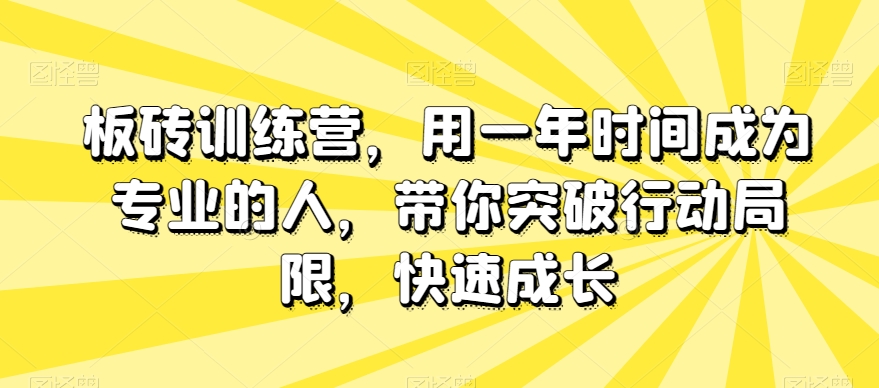 板砖训练营，用一年时间成为专业的人，带你突破行动局限，快速成长-资源云