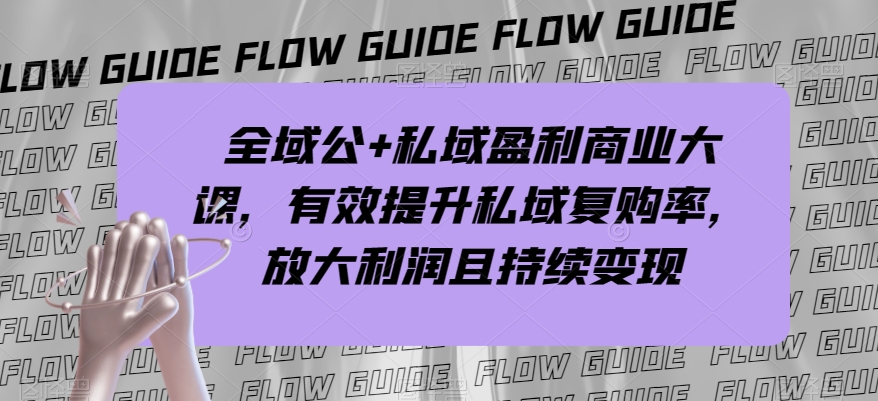 全域公+私域盈利商业大课，有效提升私域复购率，放大利润且持续变现-资源云