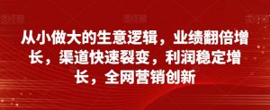 从小做大的生意逻辑,业绩翻倍增长,渠道快速裂变,利润稳定增长,全网营销创新-资源云