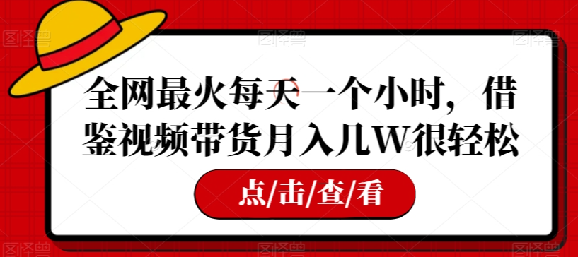 全网最火每天一个小时，借鉴视频带货月入几W很轻松【揭秘】-资源云
