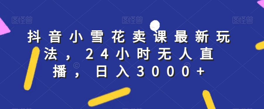 抖音小雪花卖课最新玩法，24小时无人直播，日入3000+【揭秘】-资源云
