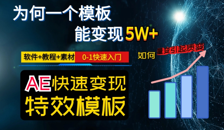 AE视频特效模板变现月入3-5W，0-1快速入门，软件+教程+素材-资源云