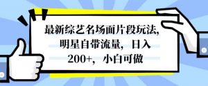 最新综艺名场面片段玩法，明星自带流量，日入200+，小白可做【揭秘】-资源云