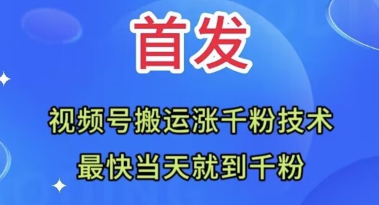 全网首发：视频号无脑搬运涨千粉技术，最快当天到千粉【揭秘】-资源云