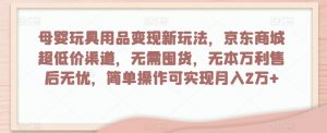 母婴玩具用品变现新玩法,京东商城超低价渠道,简单操作可实现月入2万+【揭秘】-资源云