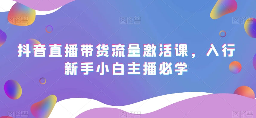 抖音直播带货流量激活课，入行新手小白主播必学-资源云