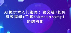 AI提示术入门指南:读文档+如何有效提问+了解token+prompt的结构化【揭秘】-资源云
