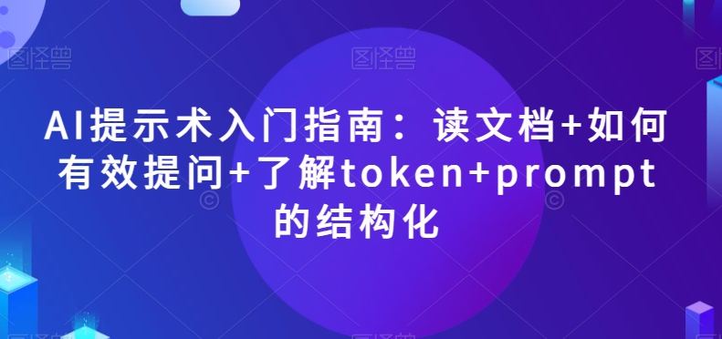 AI提示术入门指南：读文档+如何有效提问+了解token+prompt的结构化【揭秘】-资源云