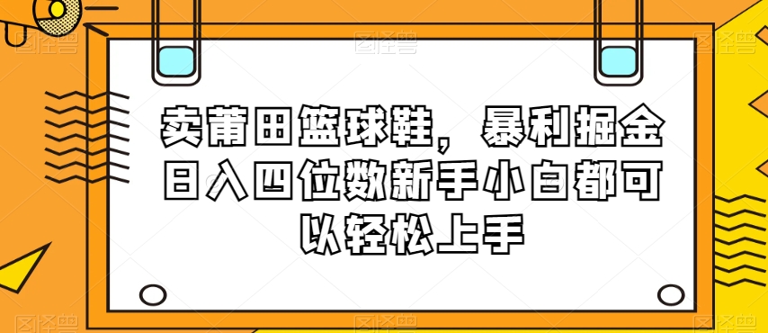 卖莆田篮球鞋，暴利掘金日入四位数新手小白都可以轻松上手【揭秘】-资源云