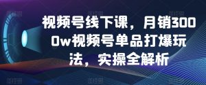 视频号线下课，月销3000w视频号单品打爆玩法，实操全解析-资源云
