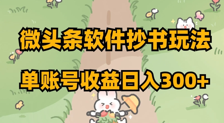 微头条软件抄书玩法，单账号收益日入300+【揭秘】-资源云