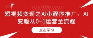 短视频变现之AI小程序推广,AI变脸从0-1运营全流程-资源云