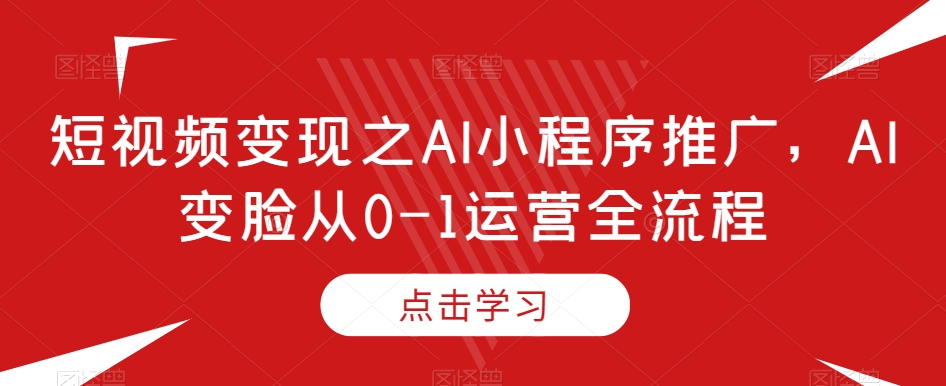短视频变现之AI小程序推广，AI变脸从0-1运营全流程-资源云