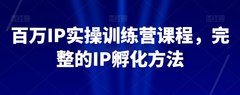 百万IP实操训练营课程，完整的IP孵化方法-资源云