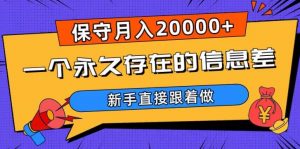 一个永久存在的信息差，保守月入20000+，新手直接跟着做【揭秘】-资源云