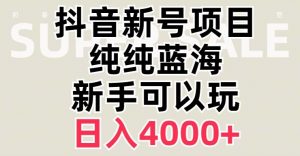 抖音蓝海赛道，必须是新账号，日入4000+【揭秘】-资源云